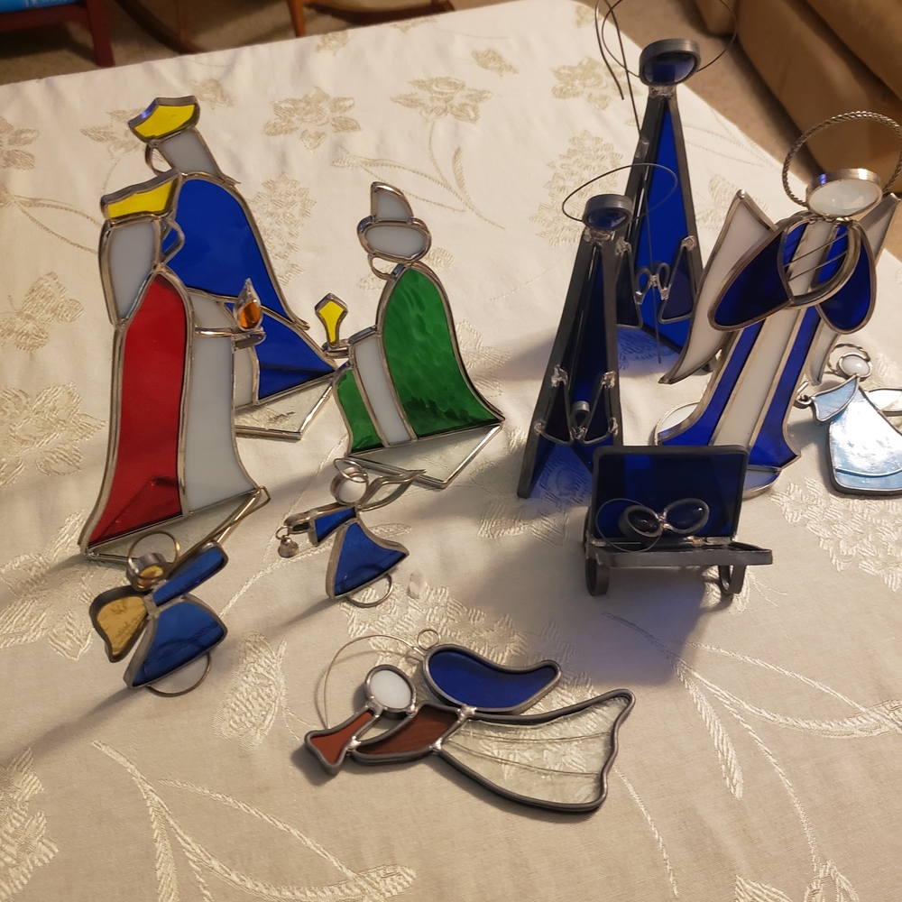 Stained Glass Nativity Scene Decor